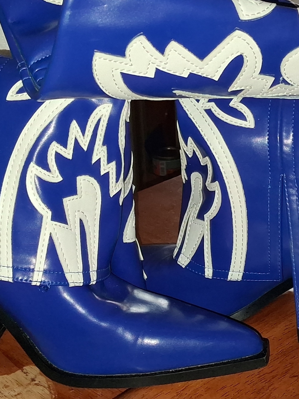 Women’s Royal Blue and White Heeled Western Boots
